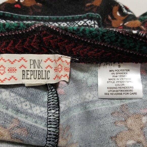 Pink Republic leggings Small Christmas XMas reindeer fair isle snowflake holiday - Picture 11 of 12